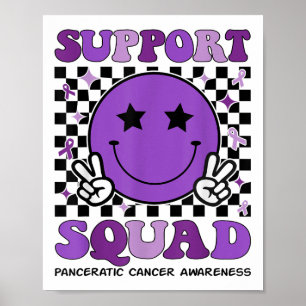 Affiche Équipe de soutien Ribbon pourpre Cancer pancréatiq