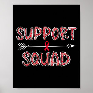 Affiche équipe de soutien rouge sensibilisation au cancer 