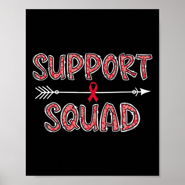 Affiche équipe de soutien rouge sensibilisation au cancer  (Devant)