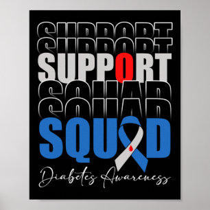 Affiche Équipe de soutien Ruban bleu T1d Mois de sensibili