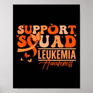 Affiche Équipe de soutien Ruban orange Leucémie Cancer du