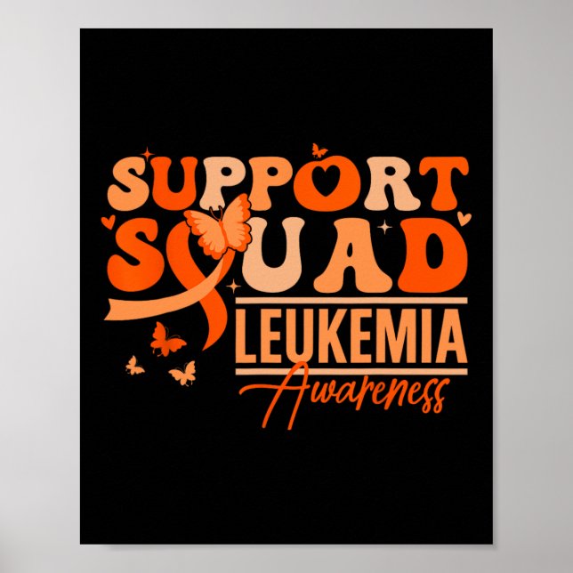 Affiche Équipe de soutien Ruban orange Leucémie Cancer du  (Devant)