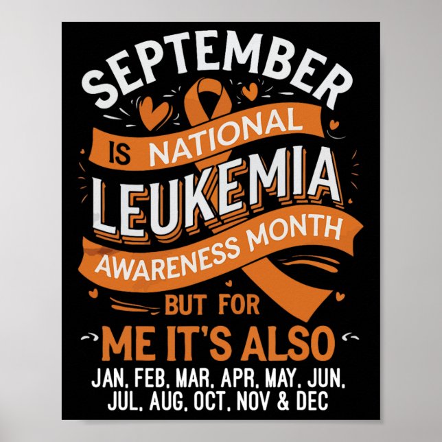 Affiche Équipe de soutien Ruban orange Leucémie Cancer du  (Devant)