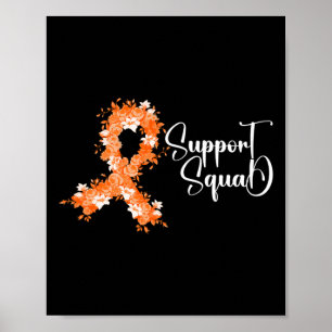 Affiche Équipe de soutien Ruban orange Leucémie Cancer du