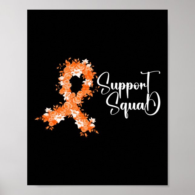 Affiche Équipe de soutien Ruban orange Leucémie Cancer du  (Devant)