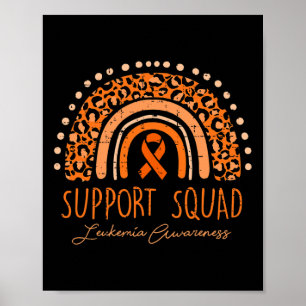 Affiche Équipe de soutien Ruban orange Leucémie Cancer du