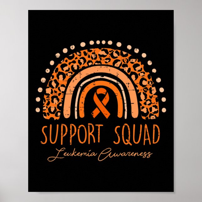 Affiche Équipe de soutien Ruban orange Leucémie Cancer du  (Devant)