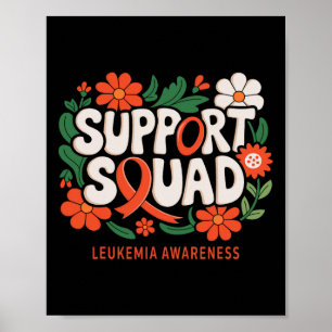 Affiche Équipe de soutien Ruban orange Leucémie Cancer du 