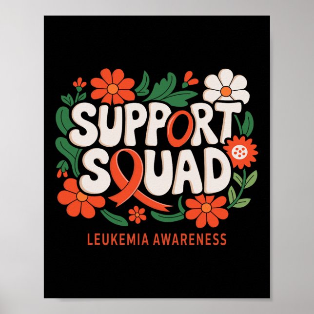 Affiche Équipe de soutien Ruban orange Leucémie Cancer du  (Devant)