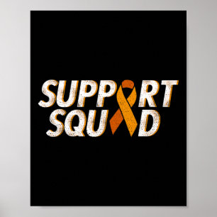 Affiche Équipe de soutien Ruban orange Leucémie Cancer du 