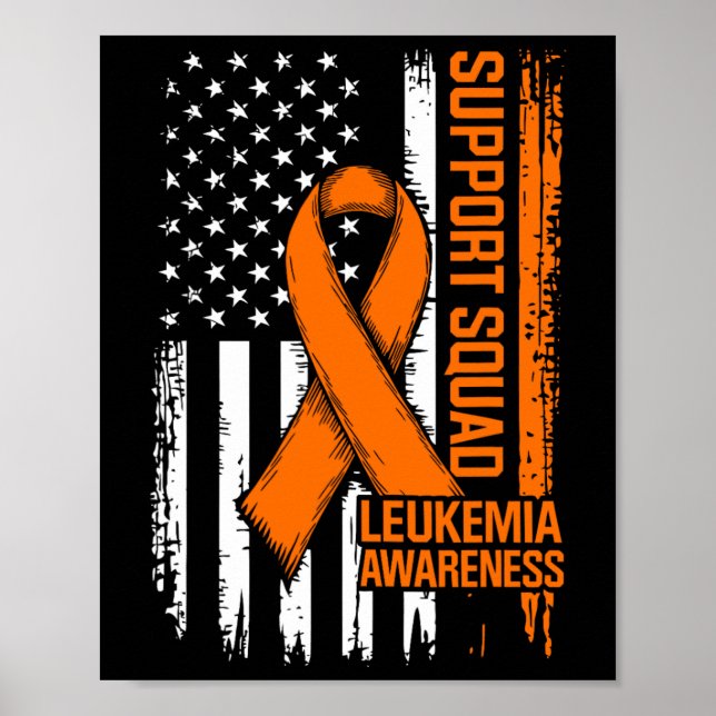 Affiche Équipe de soutien Ruban orange Leucémie Cancer du  (Devant)