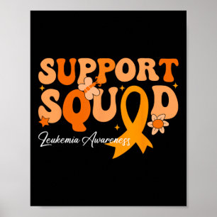 Affiche Équipe de soutien Ruban orange Leucémie Cancer du