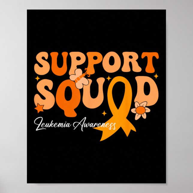Affiche Équipe de soutien Ruban orange Leucémie Cancer du  (Devant)