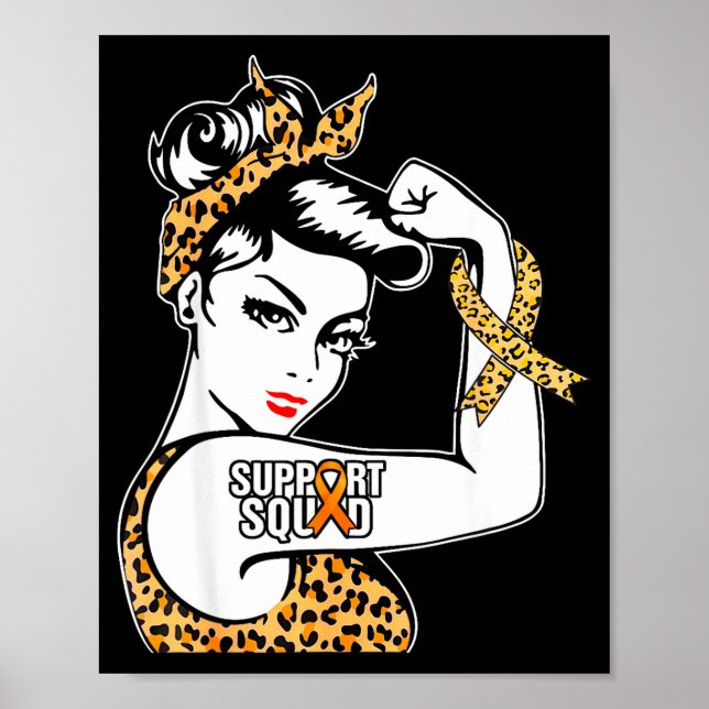 Affiche Équipe de soutien Ruban orange Sclérose en plaques (Devant)
