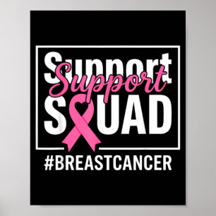 Affiche Équipe de soutien ruban rose sensibilisation au ca