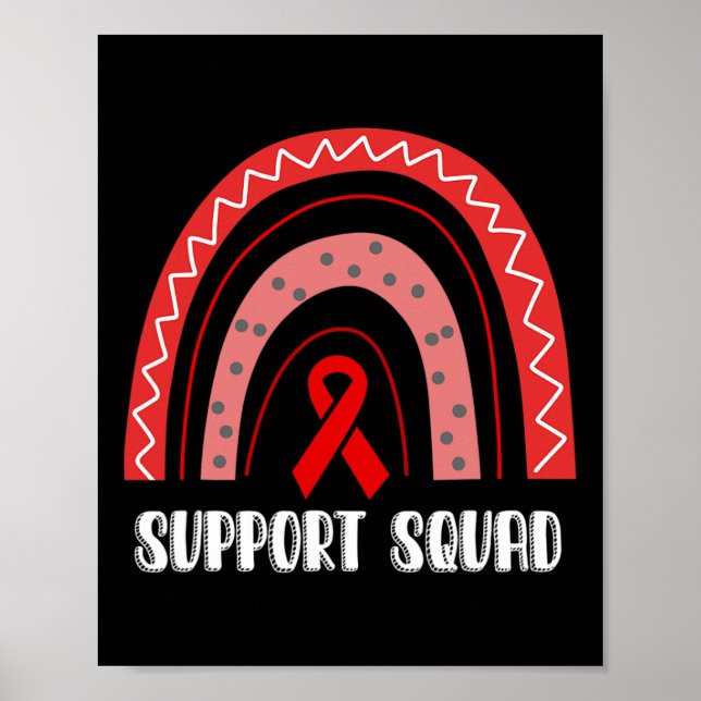 Affiche Équipe de soutien Ruban rouge de sensibilisation a (Devant)