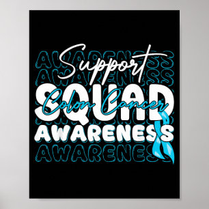 Affiche Équipe de soutien Ruban sarcelle Sensibilisation a