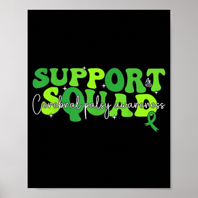 Affiche Équipe de soutien Ruban vert Infirmité motrice cér (Devant)