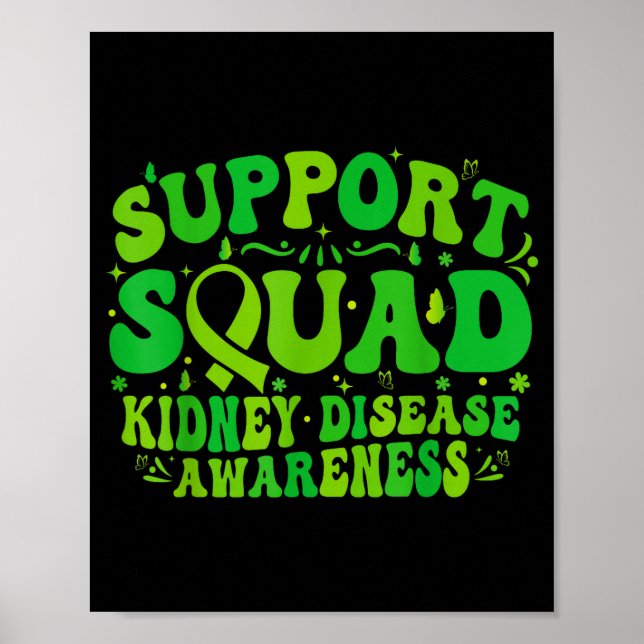 Affiche Équipe de soutien ruban vert papillon pkd maladie  (Devant)
