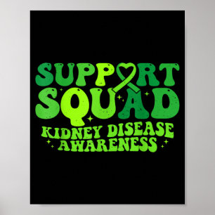 Affiche Équipe de soutien Ruban Vert PKD Maladie Rénale