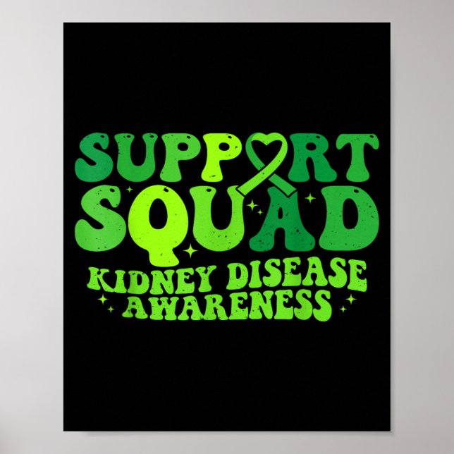 Affiche Équipe de soutien Ruban Vert PKD Maladie Rénale (Devant)