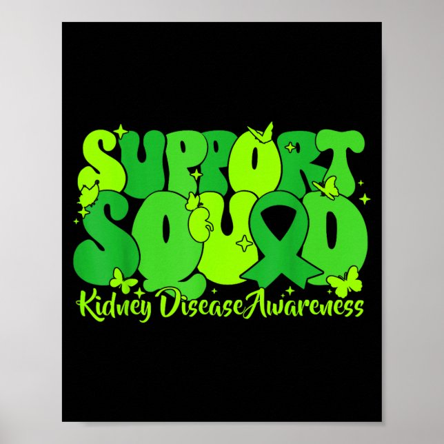 Affiche Équipe de soutien ruban vert sensibilisation à la  (Devant)