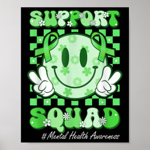 Affiche Équipe de soutien Ruban Visage Sourire Sensibilisa