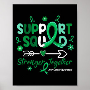 Affiche Équipe de soutien super Green Ribbon Liver Cancer