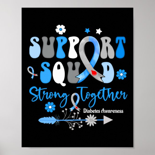Affiche Équipe de soutien super Ruban T1d Sensibilisation  (Devant)