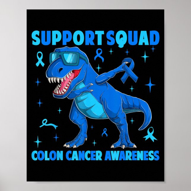 Affiche Équipe de soutien T-rex dinosaure cancer du côlon (Devant)