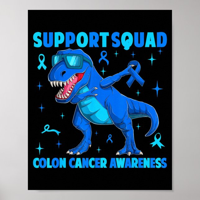 Affiche Équipe de soutien t-rex dinosaure cancer du côlon (Devant)