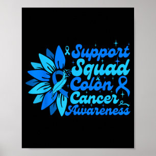 Affiche Équipe de soutien Tournesol Colon Bleu Cancer