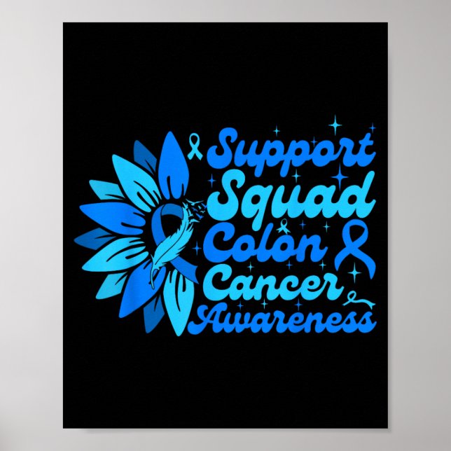 Affiche Équipe de soutien Tournesol Colon Bleu Cancer (Devant)