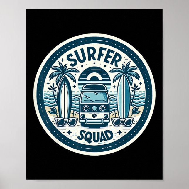 Affiche Équipe de surfeurs Équipement de surf pour surfeur (Devant)