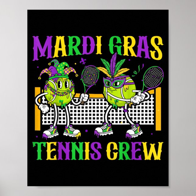 Affiche Équipe de tennis Mardi Gras Crew Perles Masquées M (Devant)