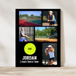 Affiche Équipe de tennis personnalisée Photo Collage Nom d<br><div class="desc">Cette affiche photo collage de l'équipe de tennis personnalisée présente vos photos de tennis téléchargées préférées, un graphique de balle de tennis avec le nom de votre joueur et l'école (ou votre texte personnalisé). Ce design est mis en regard d'une couleur arrière - plan de votre choix - il suffit...</div>