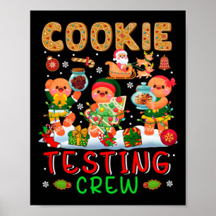 Affiche Équipe de test de cookies Noël Trois cookies traîn