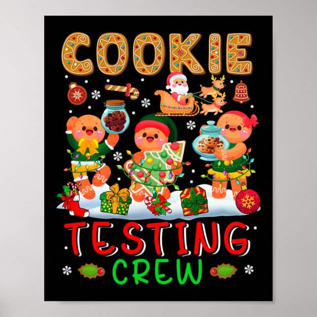 Affiche Équipe de test de cookies Noël Trois cookies traîn (Devant)