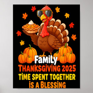 Affiche Équipe de Thanksgiving en famille 2025 Dinde drôle
