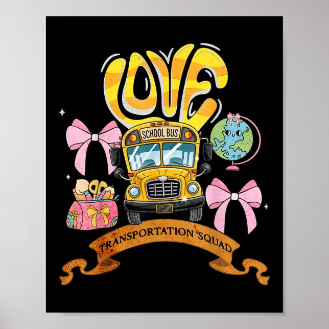 Affiche Équipe de transport Doodle Bus Aide Retour à l'éco (Devant)