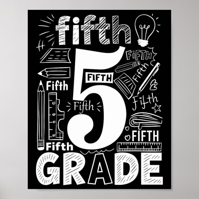 Affiche Équipe de typographie 5e année Enseignant de cinqu (Devant)