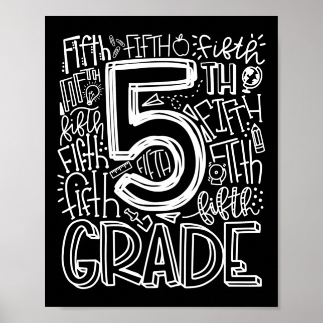 Affiche Équipe de typographie 5e année Enseignant de cinqu (Devant)