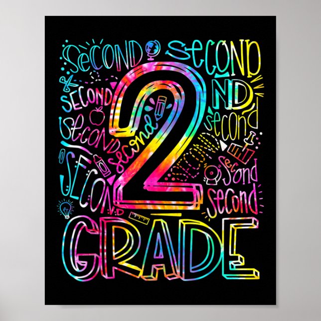 Affiche Équipe de typographie de 2e année Tie Dye Enseigna (Devant)