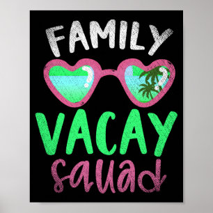 Affiche Équipe de vacances en famille été tropical palmier