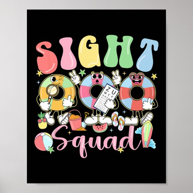 Affiche Équipe de vision Vibes d'été drôle Optométrie Opht (Devant)