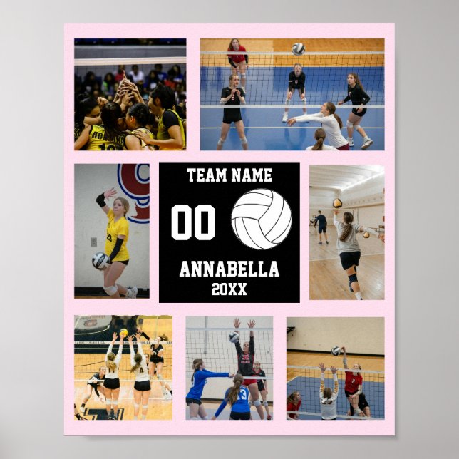 Affiche Équipe de volley-ball personnalisée Filles Collage (Devant)