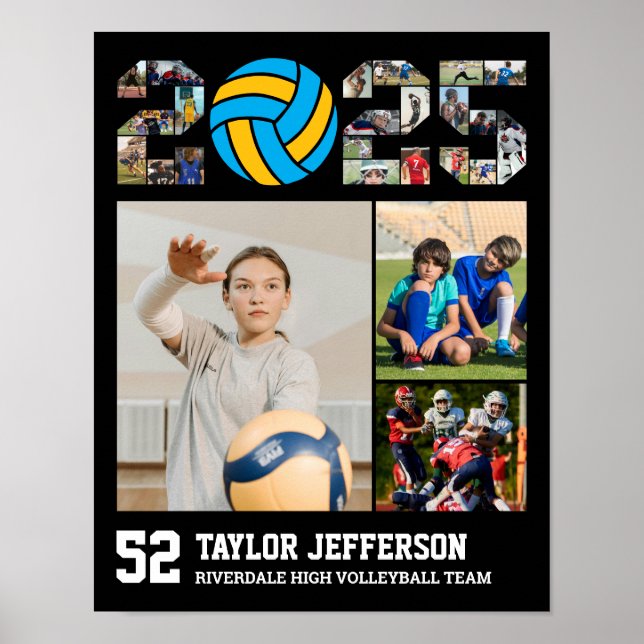 Affiche Équipe de volleyball Classe supérieure de 2025 Col (Devant)