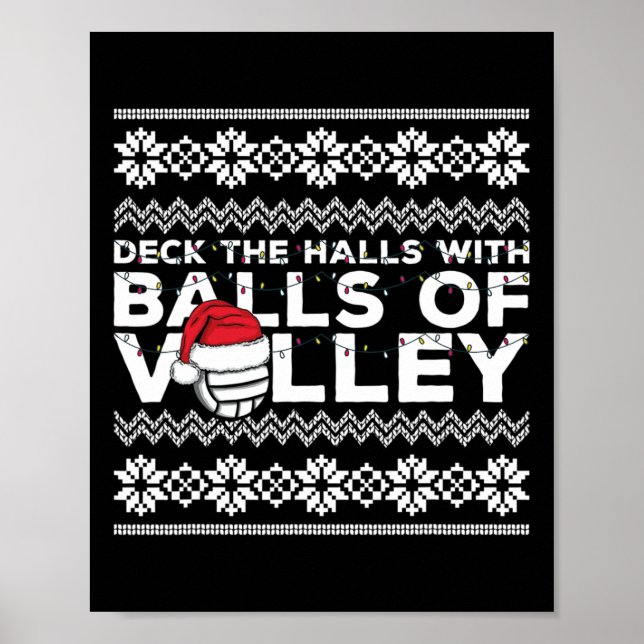 Affiche Équipe de volleyball laide doux lumières de Noël S (Devant)