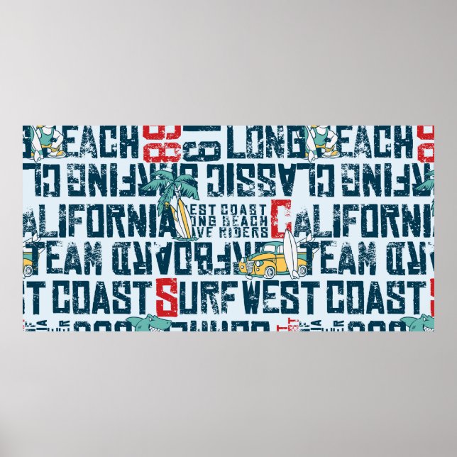 Affiche Équipe de Wave rider côte ouest Californie de surf (Devant)