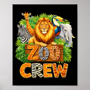 Affiche Équipe de zoo safari faune animal gardien de zoo
